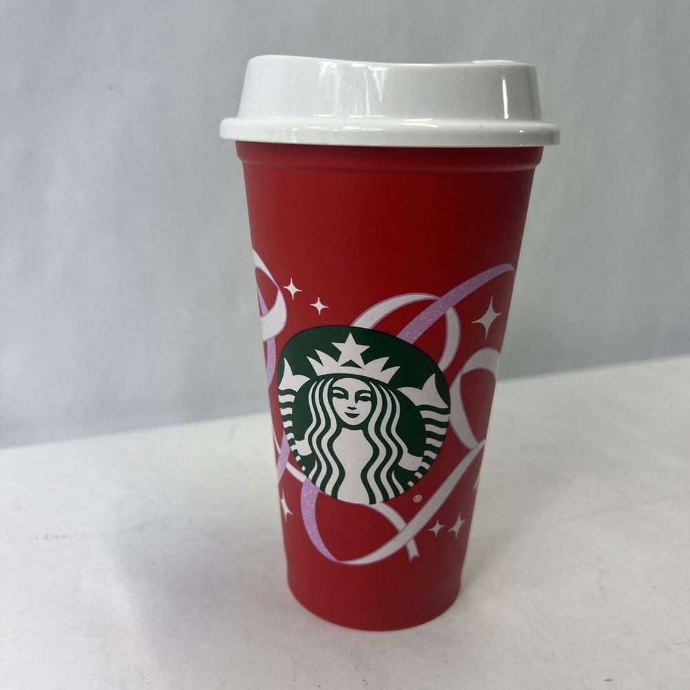 Rare‎ Starbucks Logo 50th Anniversary Christmas Red Plastic Tumbler with Lid